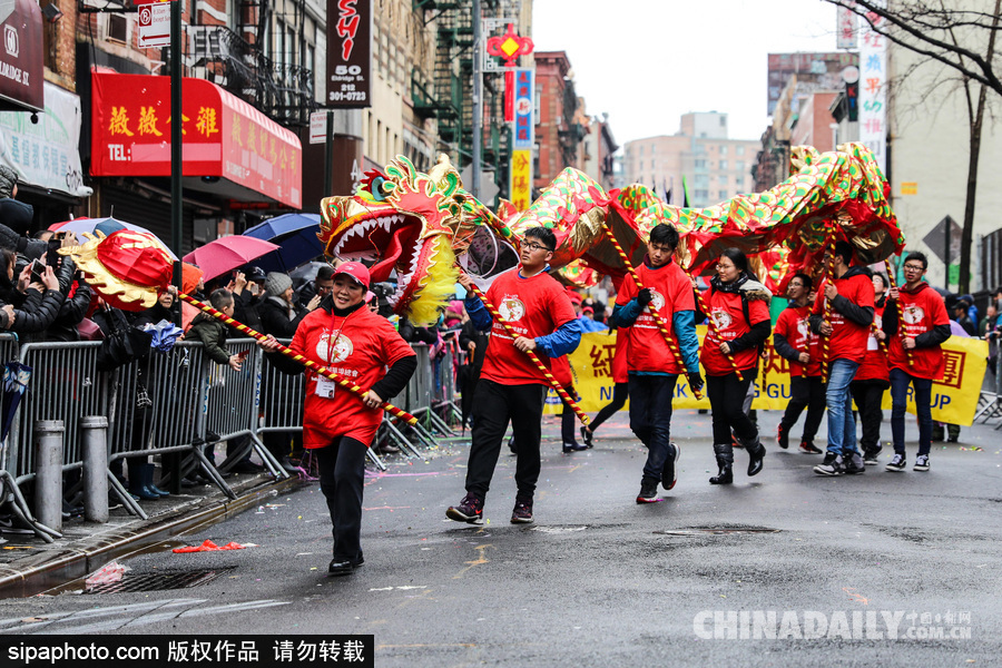 紐約唐人街迎接農(nóng)歷新年 中國傳統(tǒng)元素濃郁